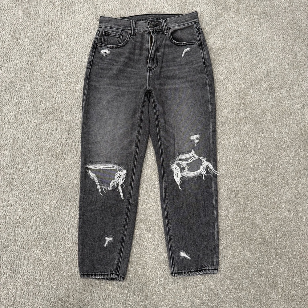 American Eagle High Rise Distressed Mom Jeans